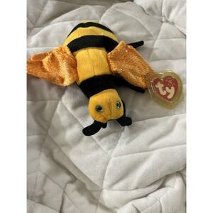 TY Original Beanie Baby Buzzie Bee Plush Fun Play Toy Yellow Black Orange Wings